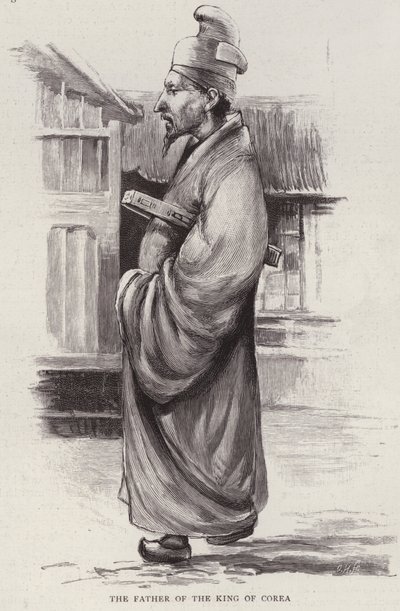 Heungseon Daewongun, far till kung Gojong av Korea (litho) av English School