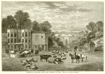 Highgate Archway Gate and Tavern 1825 av English School