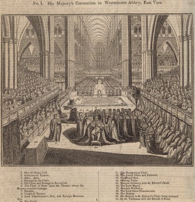 Hans Majestäts kröning i Westminster Abbey, East View av English School
