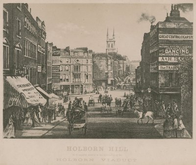 Holborn Hill, som det ser ut före byggandet av Holborn-viadukten av English School