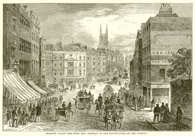 Holborn Valley och Snow Hill före byggandet av viadukten av English School