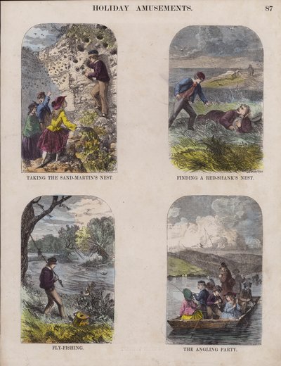 Semesternöjen (färgad gravyr) av English School