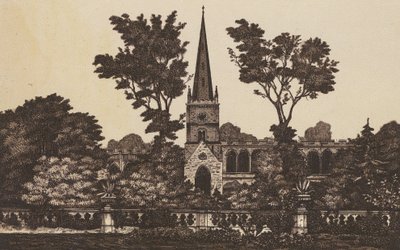 Holy Trinity Church, Stratford on Avon (litografi) av English School