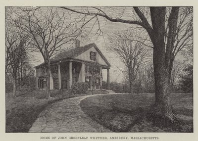 Hem för John Greenleaf Whittier, Amesbury, Massachusetts (gravyr) av English School