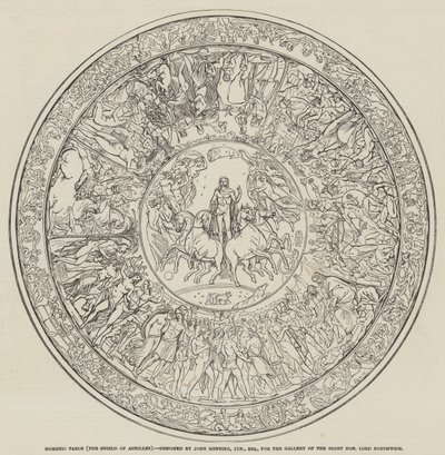 Homeric Table, the Shield of Achilles, designad av John Henning, Junior, Esquire (gravyr) av English School