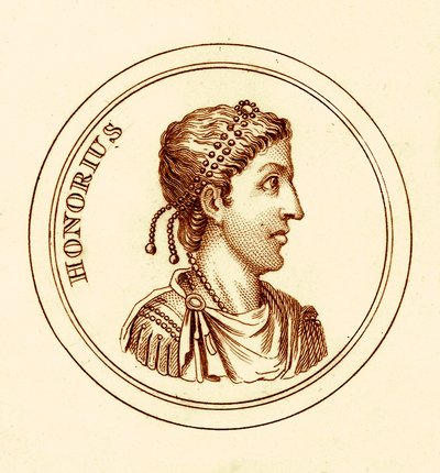 Honorius, illustration från The Universal Historical Dictionary av George Crabb, publicerad 1825 (digitalt förbättrad bild) av English School
