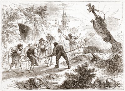 Hottinger förstör bilden, illustration från The History of Protestantism av James Aitken Wylie (1808-1890), pub. 1878 av English School