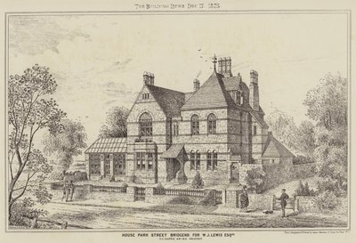 House Park Street Bridgend, för W J Lewis Esquire (gravyr) av English School