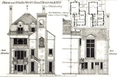 House and Studio, Steeles Road, Haverstock Hill, från The Building News, 9 februari 1877 av English School