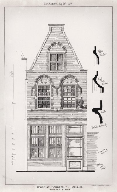 Hus i Dordrecht, Holland (gravyr) av English School
