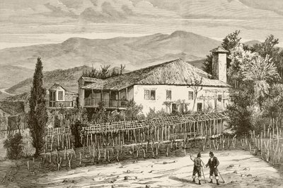 Hus i Casdemiro, Galicia, Spanien (litho) av English School