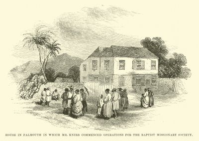 Hus i Falmouth där Mr Knibb inledde sin verksamhet för Baptist Missionary Society av English School
