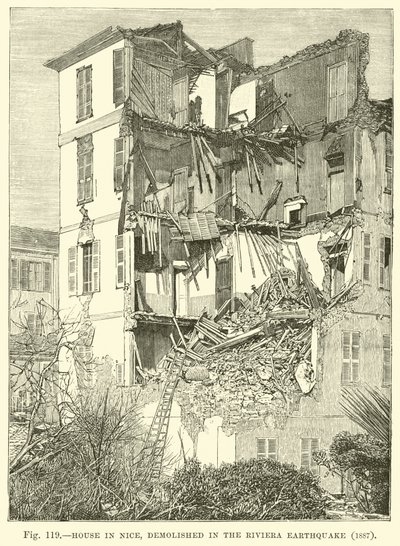 Hus i Nice, revet i jordbävningen på Rivieran, 1887 av English School