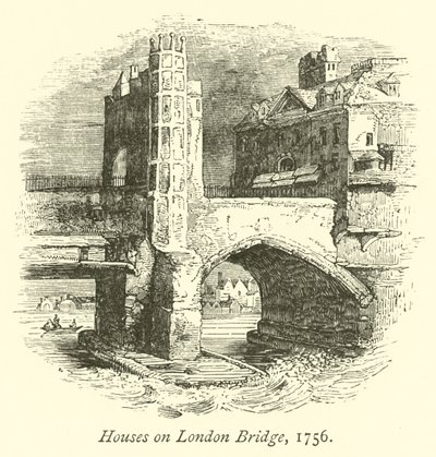 Hus på London Bridge, 1756 av English School