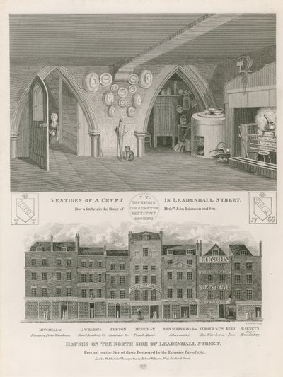 Hus på norra sidan av Leadenhall Street, uppförda på platsen för de som förstördes av den omfattande branden 1765 av English School