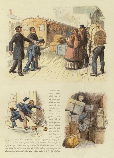 Hur Jacky Marlinspike återvände hem i tid för Christmas Pudding (färg litho) av English School