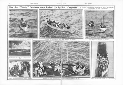 Hur Titanic-överlevarna plockades upp av Carpathia, från The Sphere, 4 maj 1912 av English School