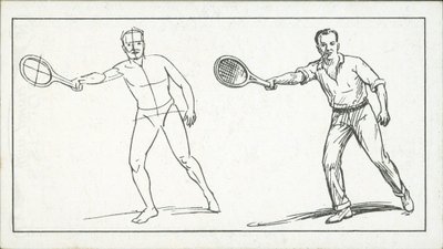 Hur man skissar: Figur som spelar tennis (litho) av English School