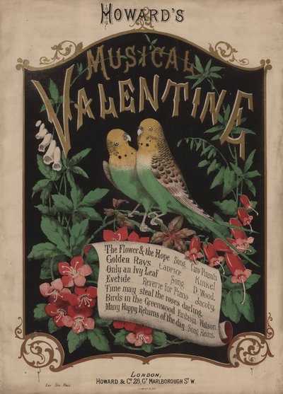Howards Musical Valentine (färglitografi) av English School