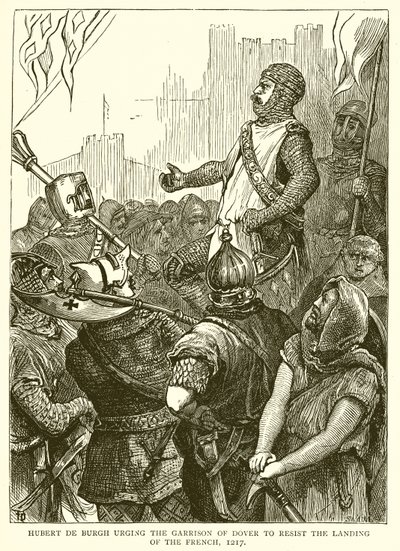 Hubert de Burgh uppmanade garnisonen i Dover att motstå fransmännens landsättning, 1217 av English School