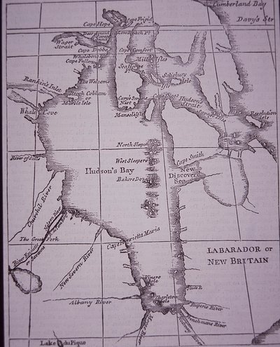 Hudson Bay Company, karta över Hudson Bay publicerad 1744 av English School
