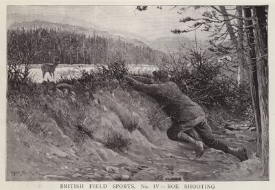 Jägare som skjuter ett rådjur (litho) av English School