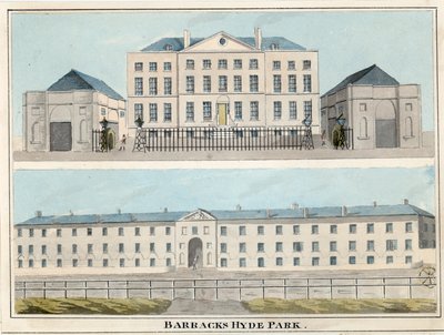 Hyde Park Barracks, London (wc på papper) av English School