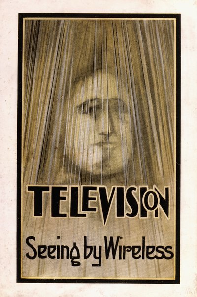 Illustrerad skyddsomslag för första upplagan av "Television, 1926 av English School