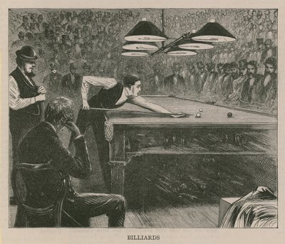 Illustration som visar män som spelar biljard av English School