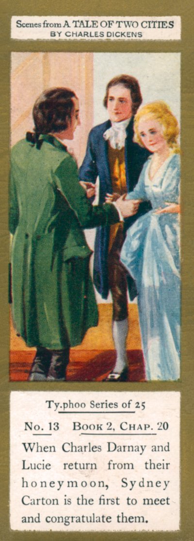 Illustration till En berättelse om två städer av Charles Dickens (färglitografi) av English School