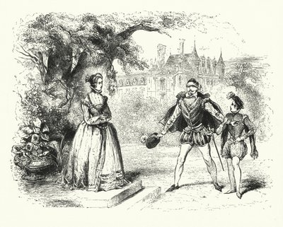 Illustration till Les Huguenots av Giacomo Meyerbeer (gravyr) av English School