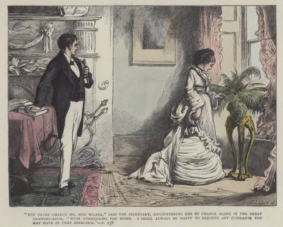 Illustration för vår gemensamma vän (färgad gravyr) av English School