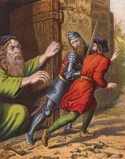 Illustration till Pilgrimsfärden av John Bunyan (färglitografi) av English School