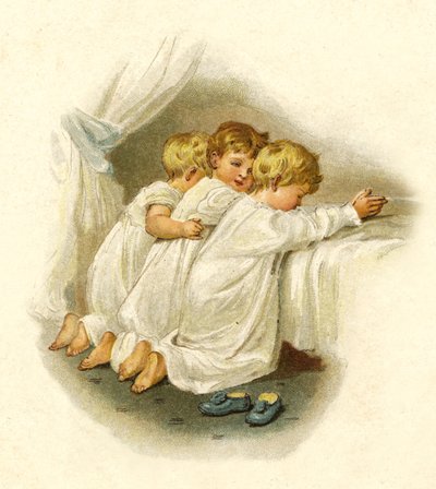 Illustration för The Coming Of Father Christmas (färg litho) av English School