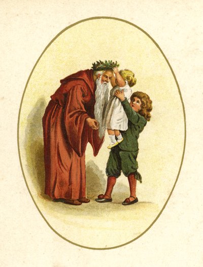 Illustration för Jultomtens komst (litho i färg) av English School