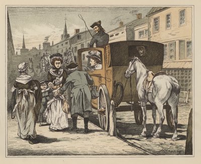 Illustration för The Diverting History of John Gilpin av William Cowper (lito i färg) av English School