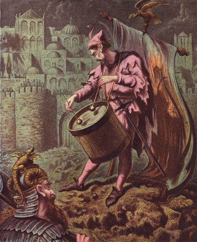 Illustration till Det heliga kriget av John Bunyan (färglitografi) av English School
