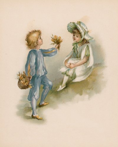 Illustration till Blommornas språk (chromolitho) av English School
