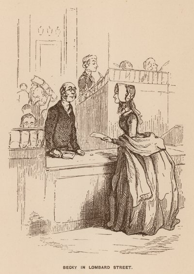 Illustration till Vanity Fair av Thackeray (litografi) av English School