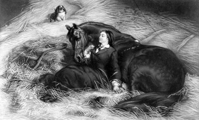 Illustration från Girl with Horse, efter Rosa Bonheur, 1800-talet av English School