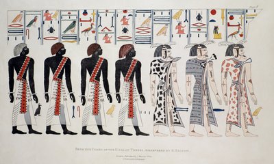 Illustration från kungarnas gravar i Thebe, upptäckt av G. Belzoni, tryckt publicerat 1820 av English School