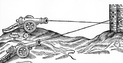 Illustration av kanoneld i The Art of Gunnery av Thomas Smith (fl.1600-27), 1628 av English School