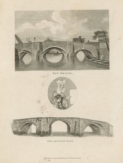Illustrationer som visar Bow Bridge av English School
