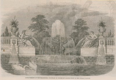 Förbättringar av Serpentine - Fontän under konstruktion i den italienska trädgården av English School