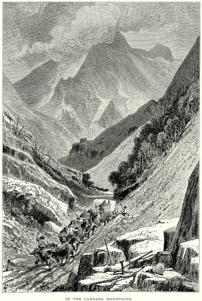 In den Carrara-Bergen (Gravur) von English School