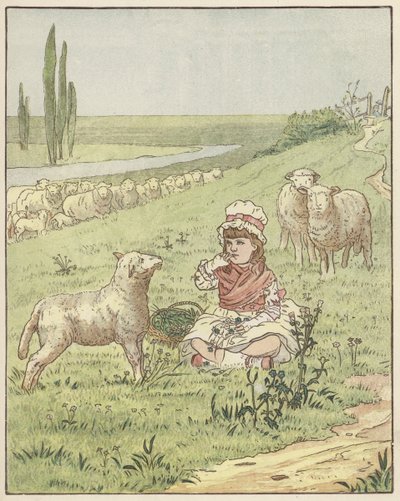 På ängarna (färglitografi) av English School