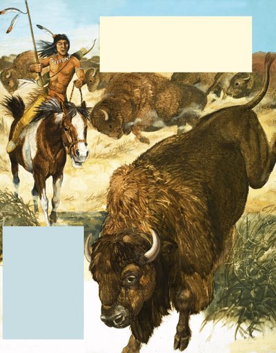 Indier jagar en buffel av English School