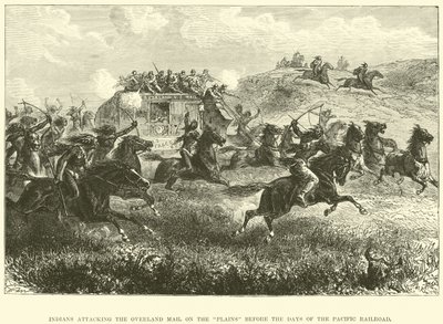 Indianer attackerade Overland Mail på slätterna före Pacific Railroads dagar av English School