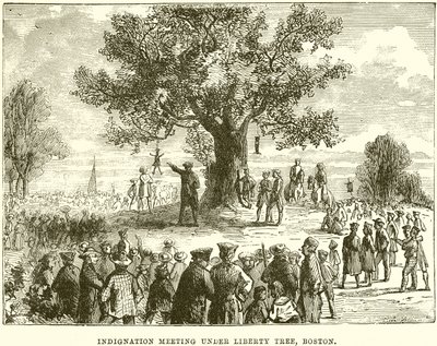 Indignationsmöte under Liberty Tree, Boston av English School