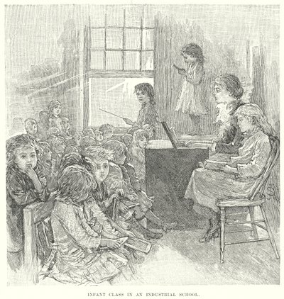 Småbarnsklass i en industriskola (gravyr) av English School